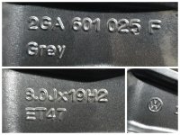 VW T-Roc 2GA Suzuka Alufelgen Sommerreifen 225/40 R 19 2021 Bridgestone 7,8-7,4mm 8J ET47 2GA601025F 5x112 grey