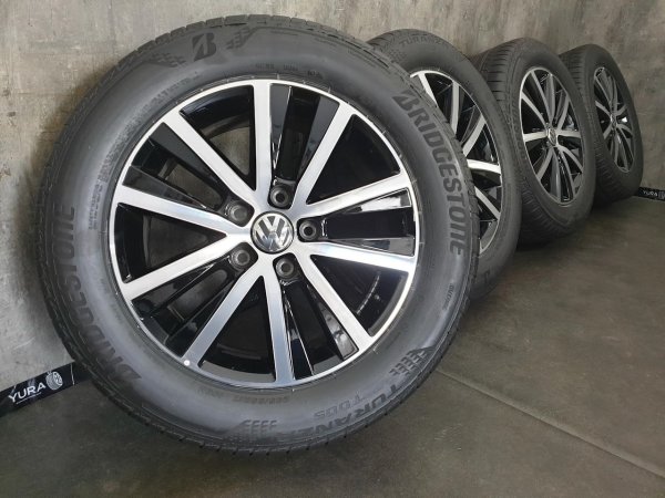 Genuine OEM VW T5 T6 T6.1 7E 7H Cascavel Alloy Rims Summer Tyres 235/55 R 17 99% 2022 Bridgestone 7J ET55 7E0601025E 5x120 SILBER / BICOLOR