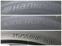Original Hyundai Kona Alufelgen Allwetterreifen 215/55 R 17 RDKS 2021 7,3-5,1mm Hankook 7J ET50 52910-DD100 5x114,3