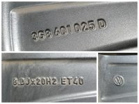 Original VW Arteon 3G Rosario Alufelgen Sommerreifen 245/35 R 20 Seal 2021 Pirelli 6,7-6,4mm 8J ET40 3G8601025D 5x112 Dark Graphite Matt