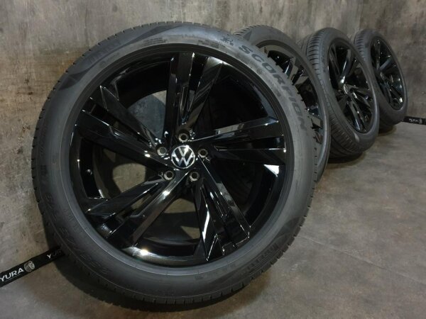 Original VW Tiguan 2 5NA Allspace Valencia Alufelgen Sommerreifen 255/45 R 19 Seal Pirelli 2023 2025 8,5J ET38 5NA601025AM 5x112 SCHWARZ