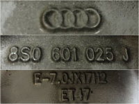Original Audi TT FV 8S Coupé Alufelgen Winterreifen 225/50 R 17 99% Yokohama 2016 8S0601025J 7J ET47 5x112