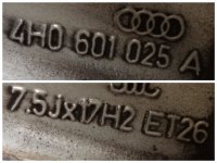 Audi A8 4H 4H0601025A Alloy Rims Winter Tyres 235/60 R 17 Bridgestone 5,1-4,4mm 2015
