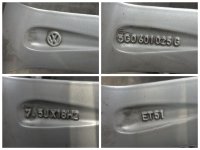 Original VW Golf 7 5G R GTI GTD Durban Alufelgen Sommerreifen 225/40 R 18 2019 Bridgestone 5,5-4,9mm 5G0601025AF 7,5J ET51 5x112