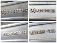 Original Mercedes C Klasse W205 S205 Alufelgen Winterreifen 225/45 R 18 245/40 R 18 2020 Michelin 7,2-6,2mm 7,5J ET44 8,5J ET56 A2054012802 A2054012902